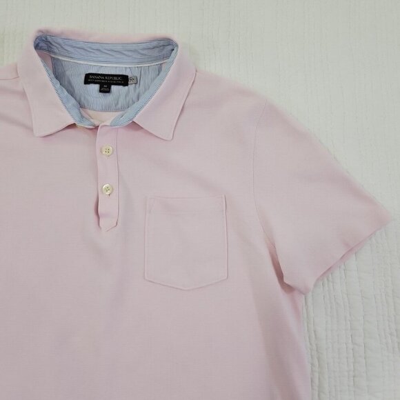 Banana Republic Performance Pique Polo Golf Tennis Shirt Men's M Medium Pink EUC - Picture 5 of 14